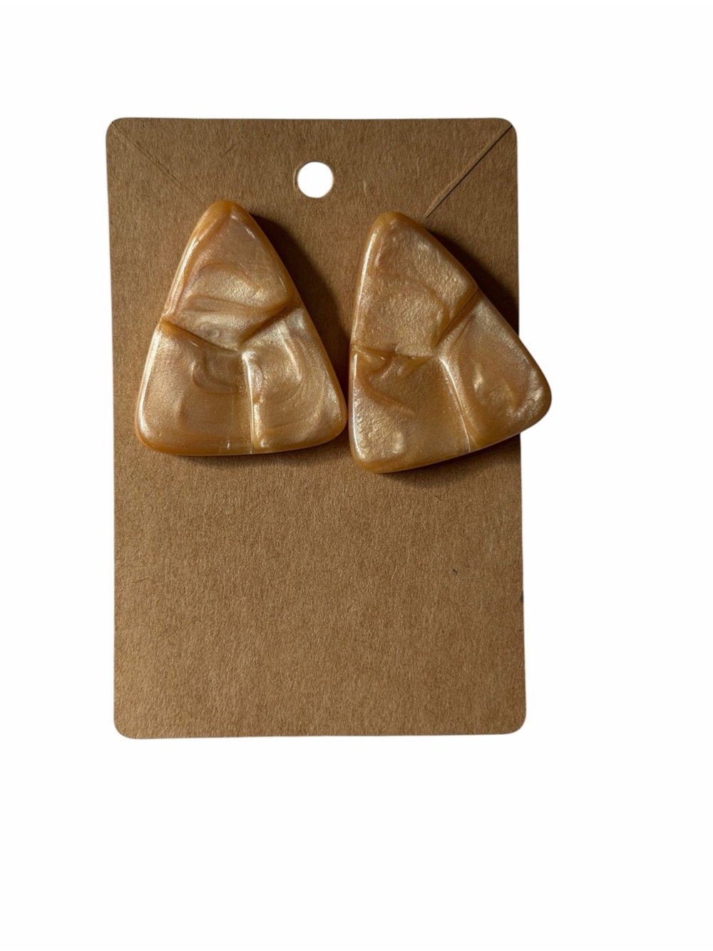 Gold Triangular Resin Stud Earrings Vintage